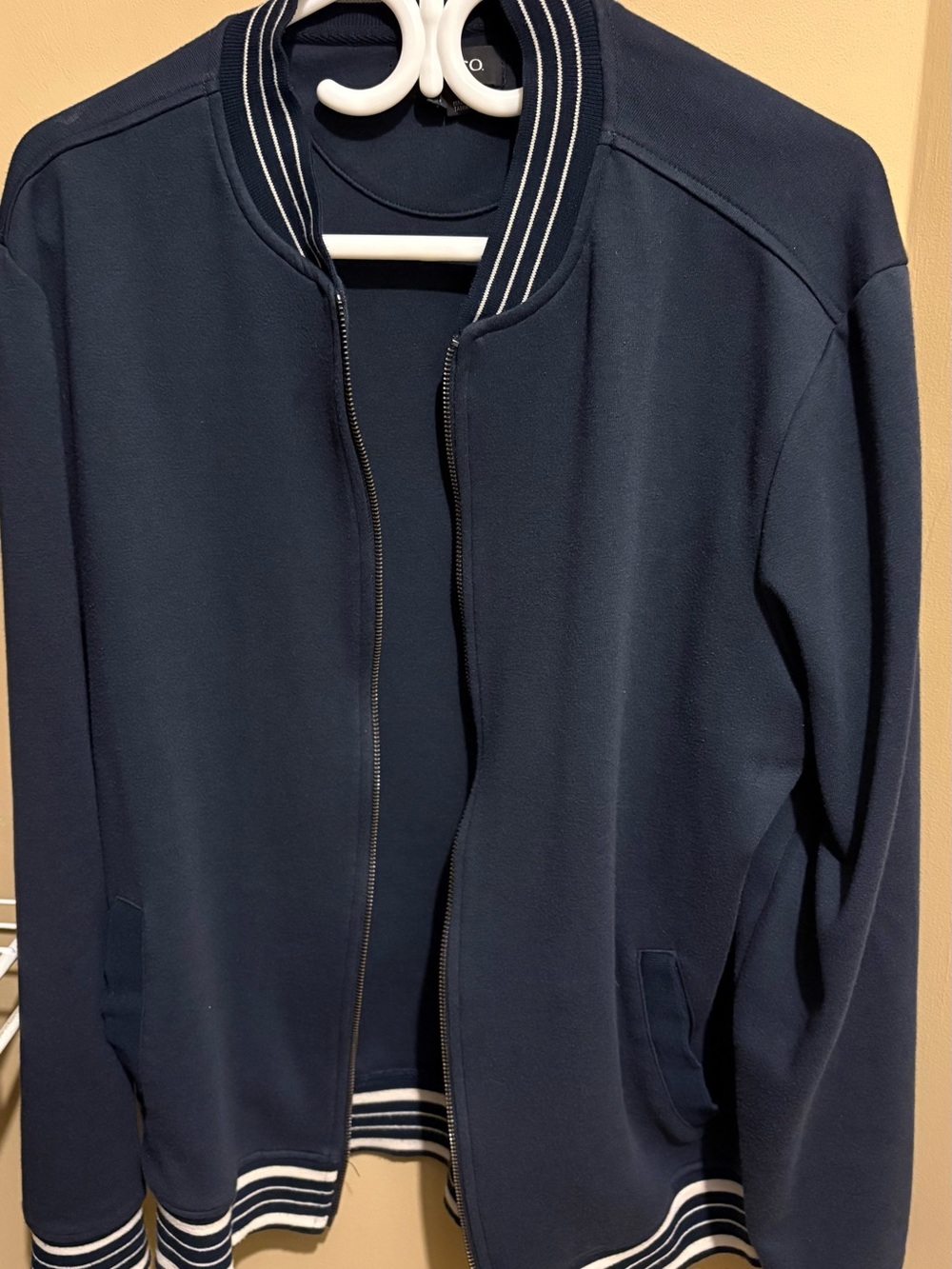 RW&CO. Navy Bomber Jacket with Striped Trim